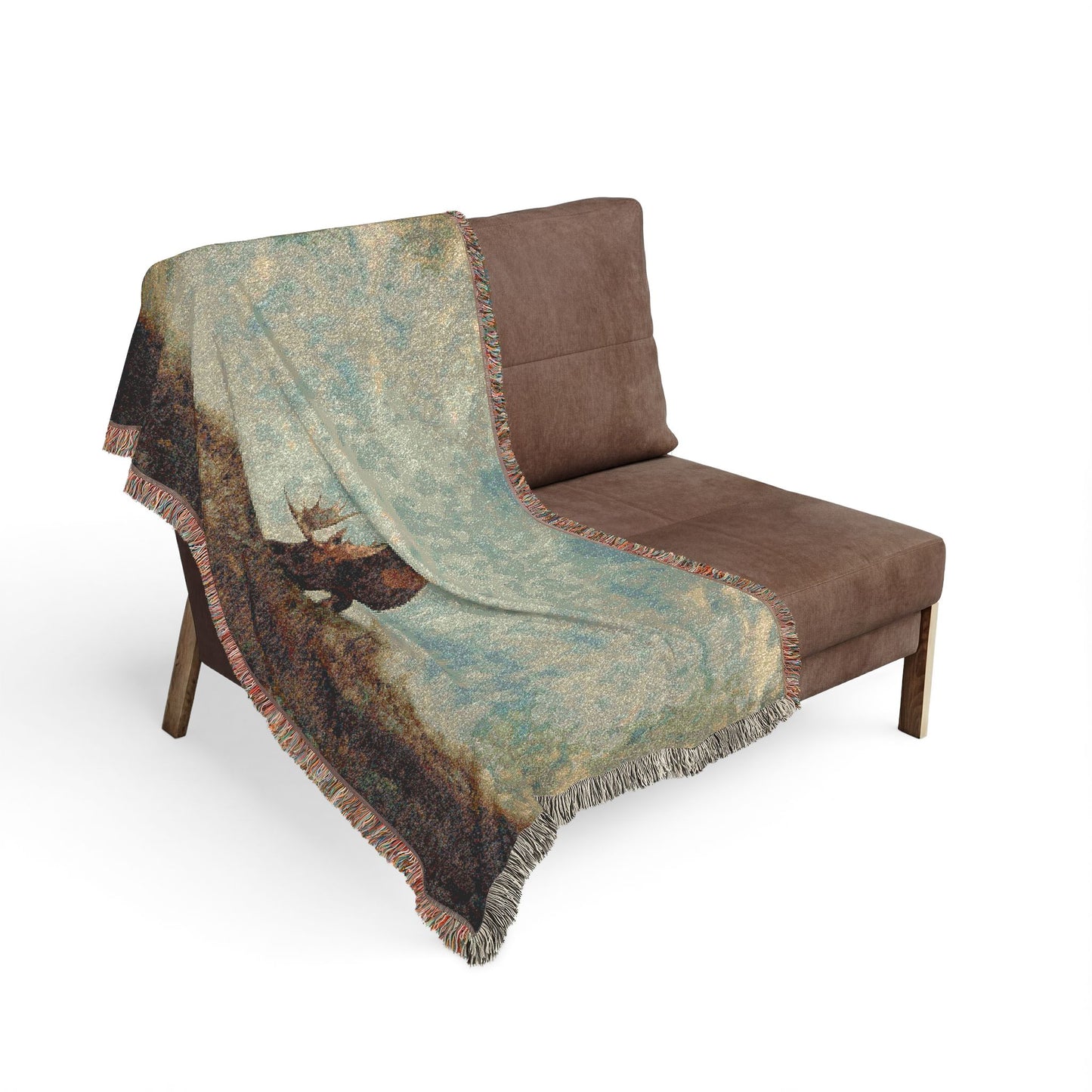 Woven Blanket Rustic Moose Silhouette