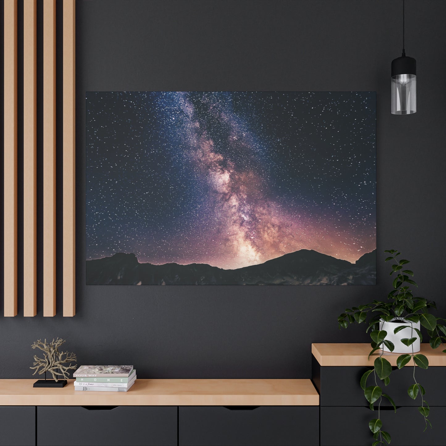 Milky Way Night Mountain Canvas Wall Art