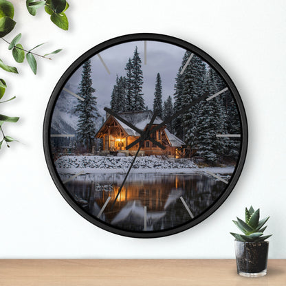 Cozy Winter Cabin Wall Clock