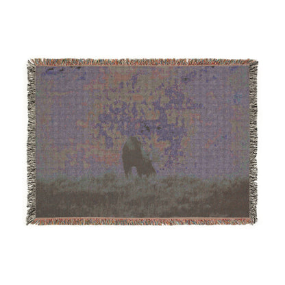 Woven Blanket  Rustic Moose Silhouette