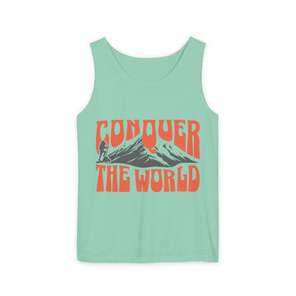 Unisex Garment-Dyed Tank Top Conquer the World