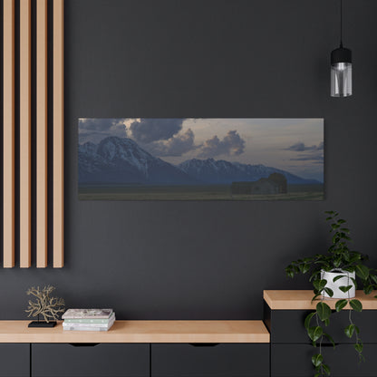 Mountain Farmhouse Panorama Matte Canvas Wall Art