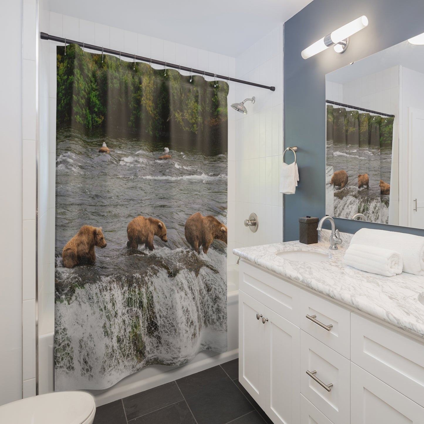 Bear Waterfall Shower Curtain