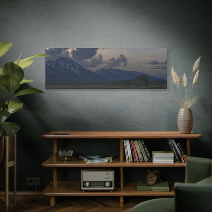 Mountain Farmhouse Panorama Matte Canvas Wall Art