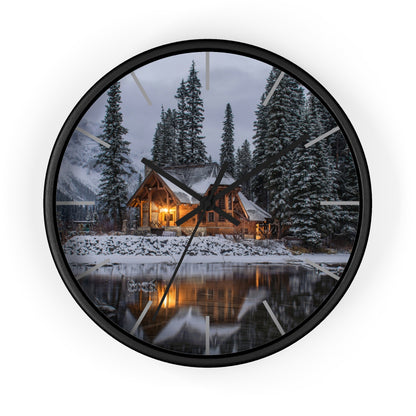 Cozy Winter Cabin Wall Clock