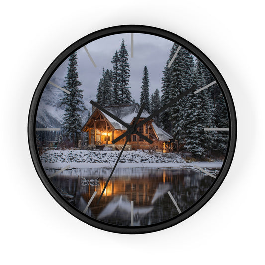 Cozy Winter Cabin Wall Clock