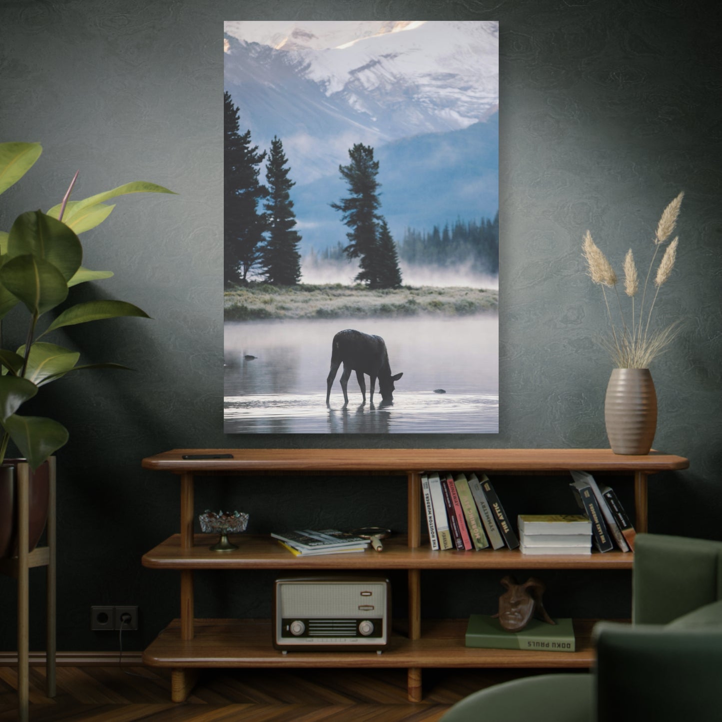 Moose at Dawn Stretched Canvas Wall Art