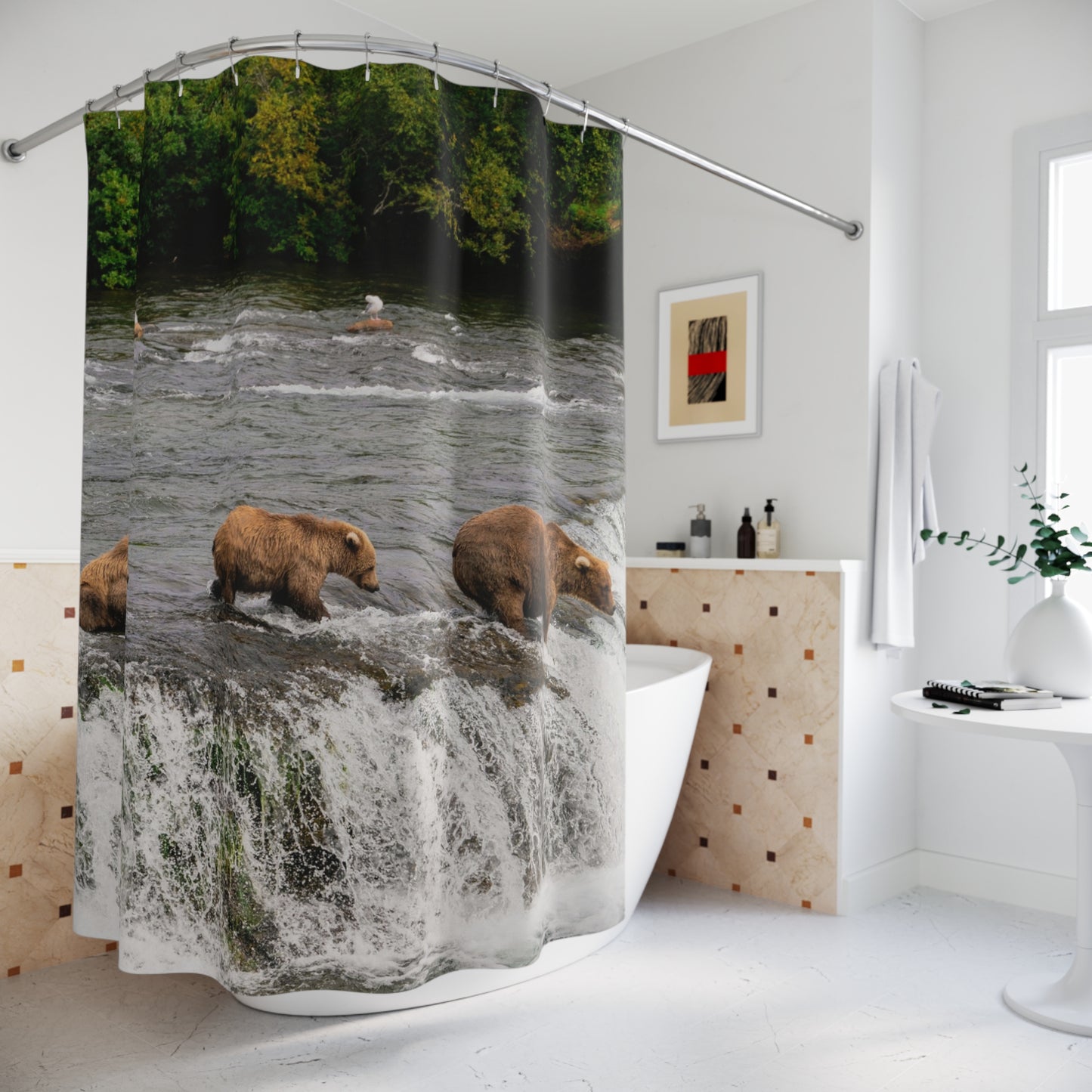 Bear Waterfall Shower Curtain