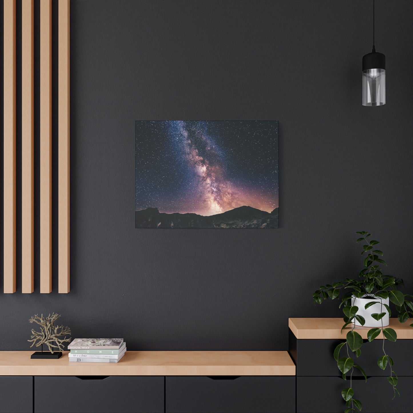 Milky Way Night Mountain Canvas Wall Art