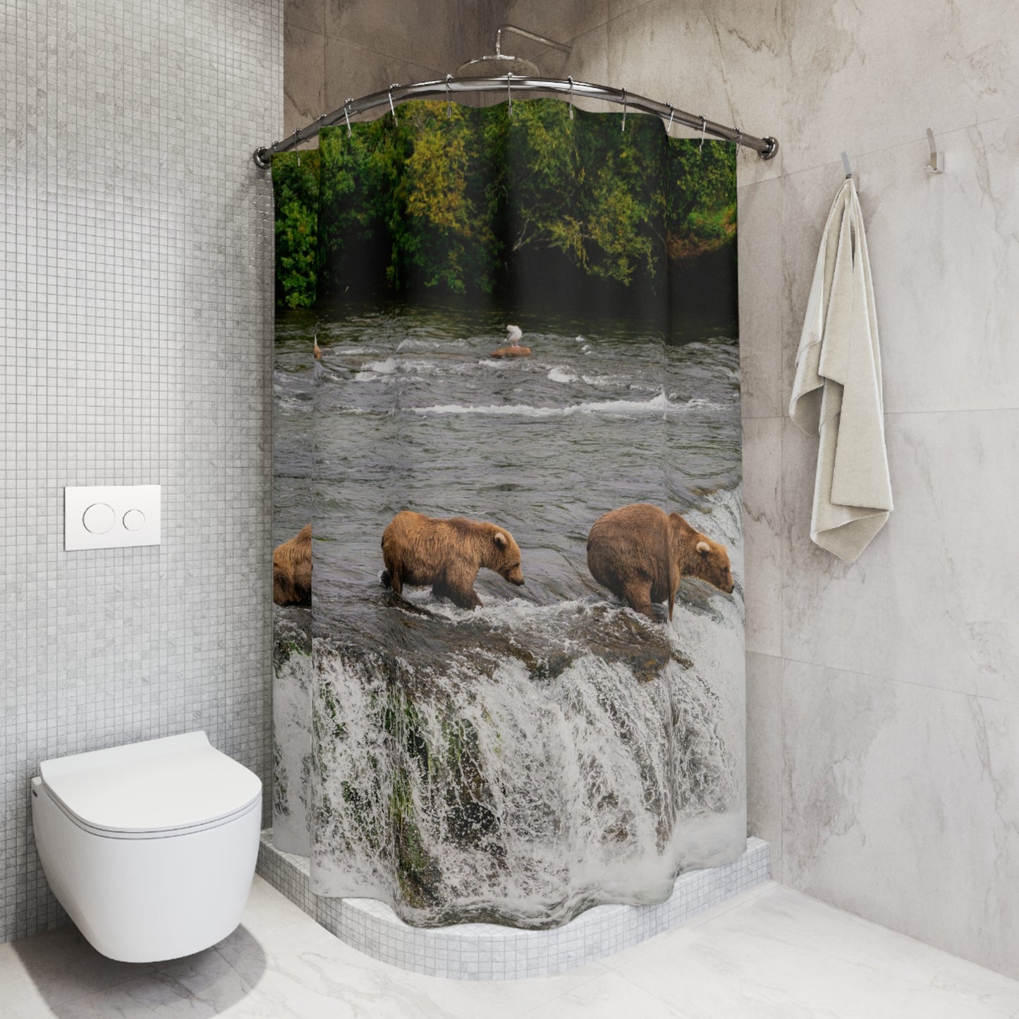 Bear Waterfall Shower Curtain