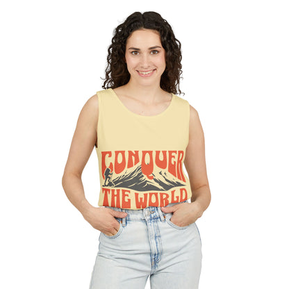 Unisex Garment-Dyed Tank Top Conquer the World